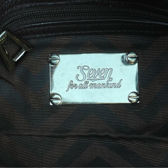 7 For All Mankind 🍂 Cow Hide Leather  Shoulder Hobo Bag in Brown | X-Large - Picture 14 of 14